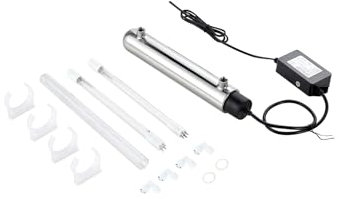 VEVOR UV-Wasserreiniger 3,785 L/min vielseitiger Ultraviolett-Wasserreinigerfilter mit Edelstahlgehäuse, UV-Wasserfilter für das ganze Haus mit Quarzhülle, geeignet zum Duschen/Trinken/Reinigen