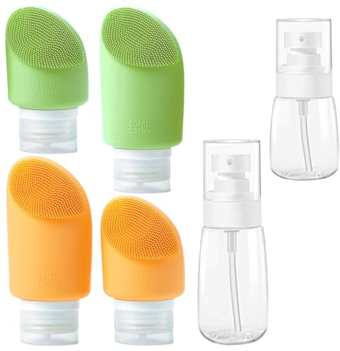 Flacons de voyage compacts et légers en silicone pour articles de toilette - Kit hygiénique, sans odeur et durable, étanche pour les voyages de longue ou courte durée, équipement essentiel pour les vo