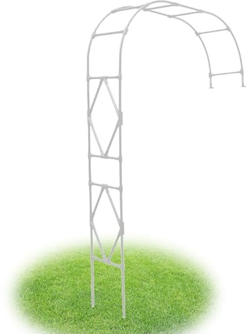 Arco de jardín de 120/150/180/210/240/280 cm, enrejado de medio arco resistente para plantas trepadoras, arco de rosas blancas para decoración de jardín, estructura exterior