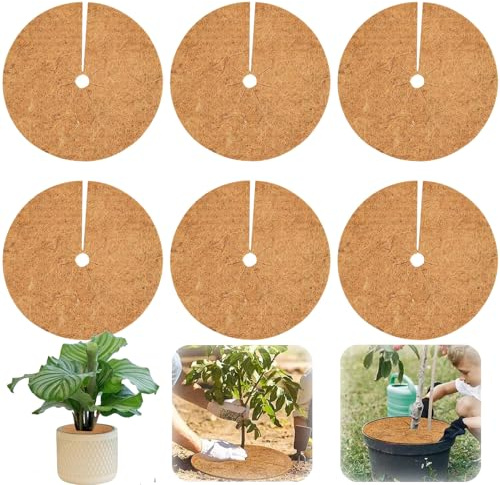 YARUJING 6 Pièces Tapis De Coco Plantes Disques De Paillage en Coco ø20cm Plantes Disque De Paillage Coco Tapis De Protection des Plantes Protection des Plantes Contre Le Gel.