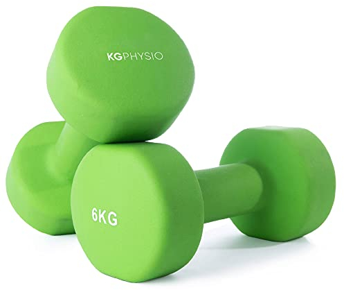 KG Physio Hantelset mit A3-Übungsposter - Neopren Kurzhanteln 2er Set - Fitness Gewichte aus Gusseisen - Gewichte Hantel Set, Schweißabweisendes Kurzhantelset für Frauen und Männer - Hanteln 1kg-10kg