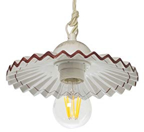 VANNI LAMPADARI - Sospensione Plissè in Ceramica - Lampadario Decorato a Mano per Soggiorno, Camera da Letto, Taverna, Cucina - Stile Rustico - 20 cm, Marrone