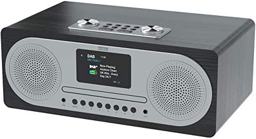 AZATOM Clockwood 2 DAB+ DAB FM Radio/CD PLAYER/Bluetooth 5.0/30 Watts Stereo Speaker/USB Charging & Player (Black) (Renewed)