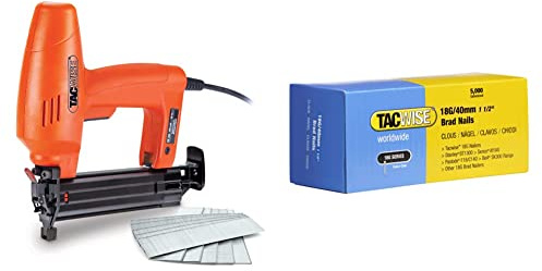 Tacwise 1705 Master Nailer 181ELS Pro, Electric Nail Brad Gun with 1000 Nails, Uses Type 180 (18G) / 15-35 mm Nails, Orange 0400 Type 18G / 40 mm Galvanised Brad Nails, Silver, 5000 Pack
