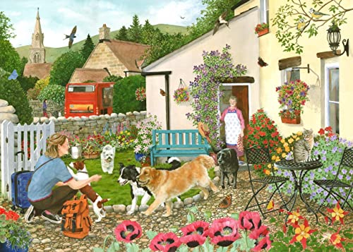 The House of Puzzles - Welcoming Committee Jigsaw - Big 500 Piece Jigsaws For Adults, Extra Large Pieces, Artist Illustrated, Scenic Landscape, Deluxe Puzzle Gifts