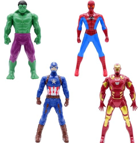 Avenger Figuren, 4PCS Spider Iron Man Anime Figur 18 cm Modell Actionfigur Anime Charakter Figure Action Statue Figures Collection Dekoration Ornamente Puppe Action Spielzeug