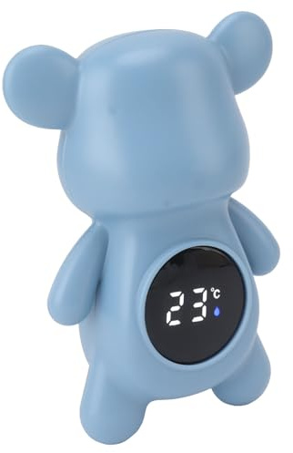 Thermomètre de bain, thermomètre étanche IPX7, thermomètre de bain numérique, thermomètre d'eau à affichage de sécurité en forme d'ours, écran tactile portable pour le bain (bleu)
