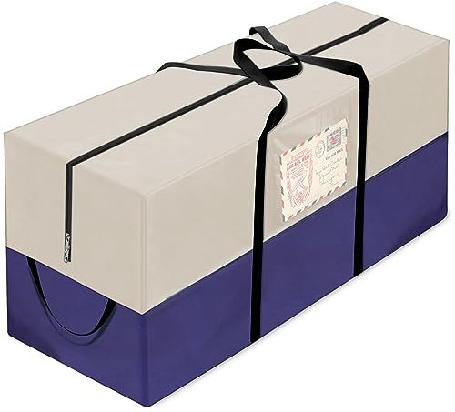 EYQ Aufbewahrungstasche, Schutzhülle Polsterauflagen Wasserdicht Oxford Aufbewahrung Tasche Auflagentasche mit Tragegriff für Weihnachtsbaume Gartenmöbel, Beige Lila(122 x 38 x 55 cm)
