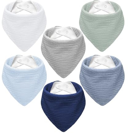 NISXABEBE Bavoirs bébé écharpe triangulaire bébé mousseline foulard bébé garçon et fille 6 pièces