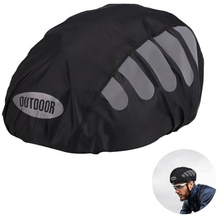 Biglumin Helmüberzüge – Regenschutz fahrradhelm, Reflektierende Helmüberzüge, universelle Fahrradhelmüberzüge reflektierend und regenfest, Universeller Fahrradhelmbezug.(Fluoreszierendes Schwarz)