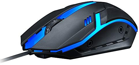 T-Wolf V1 Wired Gaming Maus, 3 Button 7 Colorful Backlight 1200 Movement Speed, Built-in Weights for Laptop/PC
