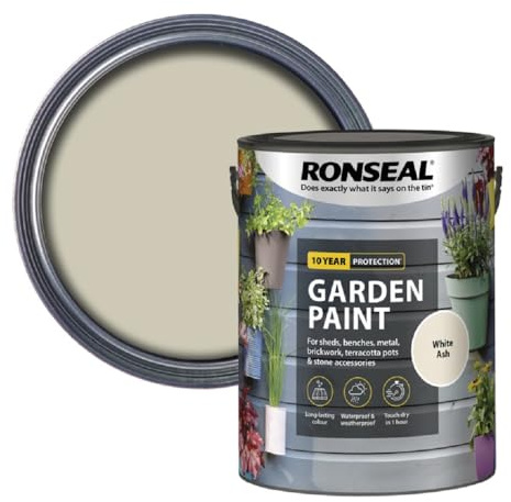 AOC24 Garden Fence 750ml Multi-Surface Exterior Paint for Wood, Brick, Metal, Stone & Terracotta - Waterproof, Fade-Resistant, Matt Finish for Sheds, Fences, Garden Furniture in White Ash