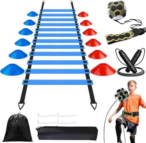 ZeiLaBang Kakadi Ensemble d'entraînement de football, échelle de coordination, guide d'entraînement pour enfants, accessoires d'entraînement de football, cadeaux de football pour garçons, adapté pour