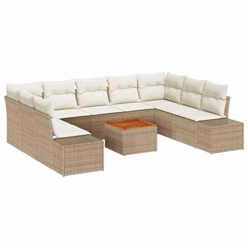 vidaXL Trädgårdsoffset 10 st Beige och vit