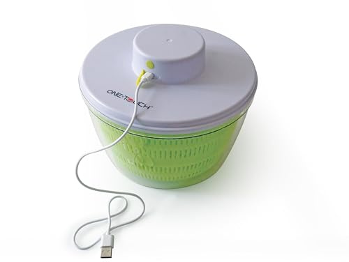 ONE TOUCH KC128 – Spingitrice automatica a mani libere, leggera, ergonomica – centrifuga frutta e verdura senza sforzo – ideale per anziani e problemi articolari – Capacità 4L – Ricaricabile USB