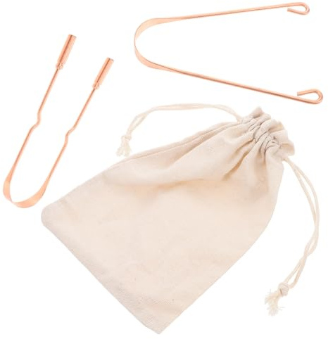 Beaupretty Raschietto per Lingua Professionale in Ottone 2 Pezzi, Forma a U, Resistente e Facile da Pulire, la Pulizia Orale Quotidiana e Riduzione Alito Cattivo