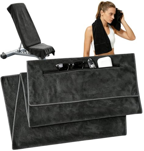 Serviette Sport 120 x 50 cm, Séchage Ultra Rapide, Pochette Zippée, Douce & Compacte, pour Salle de Gym, Yoga, Extérieur et Entraînement (Gris Foncé)