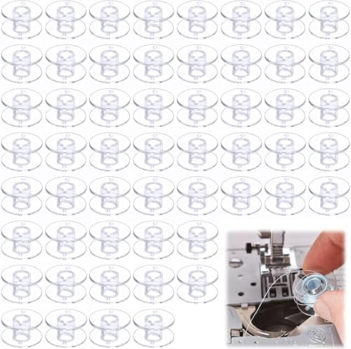 60 PCS Bobbins for Sewing Machine,Universal Plastic Sewing Machine Accessories,Transparent Sewing Machines Bobbins,Sewings Bobbin Case Accessoriess for DIY,Embroidery,Enthusiasts Beginner