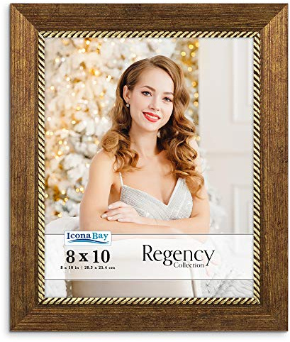 Icona Bay 10x8 Copper Brown Picture Frame, Baroque Style Photo Frame 10 x 8, Wall Mount or Table Top, Regency Collection