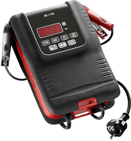 FACOM Chargeur de Batterie - pour Les Batteries 12V de 6Ah à 130 Ah - Charge Rapide - Livré avec des Pinces Crocodiles et Kit de Connection - Bc126Pb