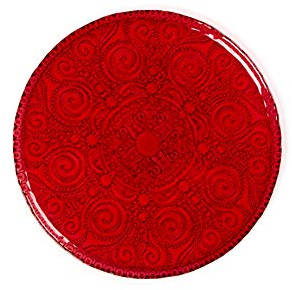 Excelsa 64767 Red Arabesque Servierplatte, Glas, rot