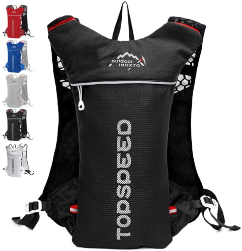HINATAA Zaino Leggero per l'idratazione, 5L 250g, Gilet Corsa Trail Running, Camelbak Zaino per Maratona, Ciclismo, Trekking, Arrampicata, Zaino Corsa Running per Donna Uomo (Nero)
