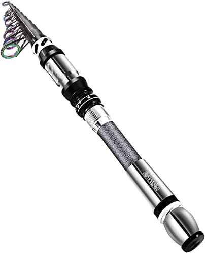 BNTTEAM Nuova Portatile Canna da Pesca 99% Fibra di Carbonio con Punta Fluorescente Della Canna,Telescopico Super Hard Ultralight Palo da Pesca per Surf (KC-TYPE, 2.1M/82.6in/6.88ft)