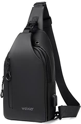 Hjkiopc Bolsa de Pecho Mochila con Honda para Hombre Casual Sling Bag de Hombro Impermeable Crossbody Mochila Sling Bandolera con Puerto de Carga USB