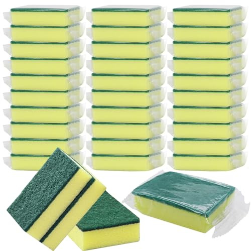 GWZiehory 30 Pack Kitchen Sponges Individually Wrapped, Non-Scratch Scouring Pads Bulk Scrub Sponges for Cleaning Kitchen and Household, Car, Dish Sponge for Apartments Hotel