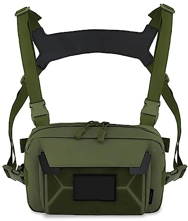ACEXIER Taktische Brusttasche Herren Molle Nylon Klettern Campingtaschen Outdoor Militär Sport Reise Weste Rucksack (Green)