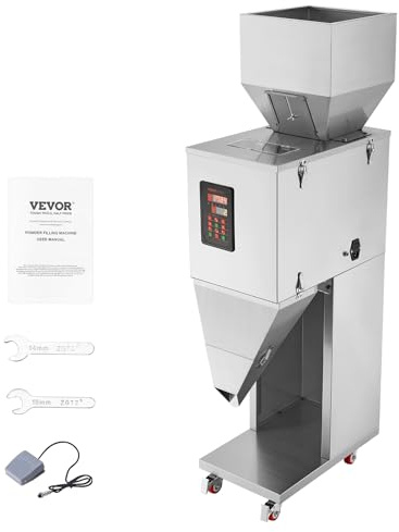 VEVOR Machine de remplissage de particules, 20-5000 g, machine de remplissage automatique avec pédale, acier inoxydable, remplissage de pesée pour haricots, graines, grains, thé, emballage granul