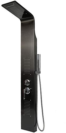 Colonna Doccia Pannello Doccia Set in 304 Acciaio Inox con Miscelatore 3 Funzioni, Doccia Spa per Bagno, Altezza: 140 cm - Processo di lucidatura(7 * 20 * 140 cm-nero)