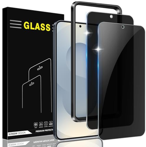 Vuciya 2-pack integritet fullt insynsskydd för Samsung Galaxy S25/Galaxy S24 skärmskydd, med ram installationshjälp, repskydd 9H anti-spy skyddsfolie pansarskydd för Galaxy S25