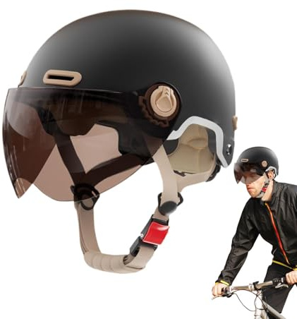 Casco Monopattino Elettrico, Casco Bicicletta Elettrico Con Visier Mezzi Caschi Da Bici Altamente Protettivi Equipaggiamento Protettivo Per Pattinaggio Per Uomini E Donne Adulti, 27x21x15cm