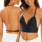 Zetopump Low Back Bras for Women-Seamless Bralette Wireless Triangle Invisable Backless Bra-Strappy Low Cut Open Back Multiway Halter Bra (Black, 36D)