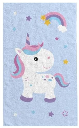 damaloo Kinderhandtuch 30x50 cm aus Baumwolle – Gästehandtuch mit Einhorn & Regenbogen Motiv – Kleines Handtuch für Jungen & Mädchen – Händetuch oder Waschlappen für Kinder
