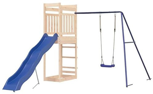 Torre da gioco in legno massiccio di pino – robusta torre da gioco per bambini | Giocattolo da giardino durevole con scivolo e sabbiera | Ideale per giardino, parco o cortile
