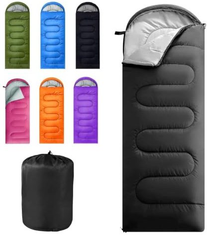 Outdoor Sleeping Bag for Camping, for 3-4 Seasons, Adult & Kids Sleeping Bag,Small Packed Size, Ultralight Carry Bag, Soft, Thick and Warm, for Hiking, Backpacking and Camping(Black)