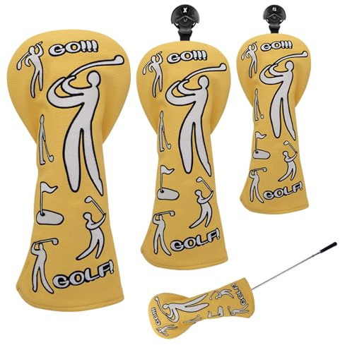 Housse de protection pour clubs de golf, 3 pièces | Housse pour driver de golf, pour hommes et femmes, pour une utilisation en intérieur, en plein air et sur la pelouse pour jouer au golf