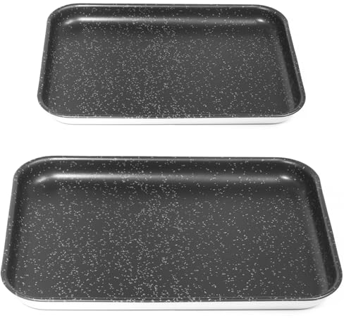 NAMAI - Satz 2 Pizza Pfanne - 35x25 40x28 - Antihaftbeschichtung - Aluminium - Pizza Blech - Made In Italy
