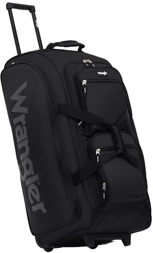 Wrangler Wesley Rolling Duffel Bag, Black, Large 30-Inch