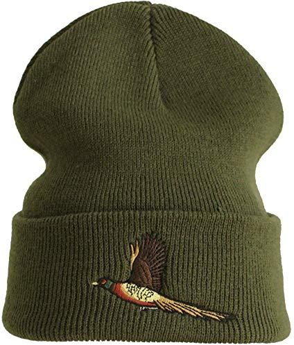 Baddery Jäger Beanie - „Fasan“ - Bestickte Strickmütze für Herren & Damen - Warme Wintermütze (One Size - Grün)