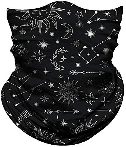 Obacle Seamless Bandana for Rave Face Mask Dust Wind Sun Protection Neck Gaiter Tube Mask Headwear Bandana for Women Men Festival Party Motorcycle Riding Fishing Outdoor (Starry Sky Black White)