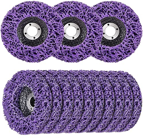 LAIWOO CSD Scheibe 115mm Schleifscheiben für Winkelschleifer, CSD-Scheibe Lila Reinigungsscheibe Set, Grobreinigungsscheibe Nylongewebescheibe Rost Lackentfernung (10 Stücke - 115 * 22mm)