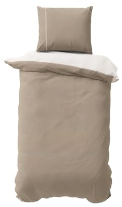 Class Home Collection Bettwäsche 135x200 Baumwolle – Ganzjahres Bettwäsche-Sets, Bettbezug und Kissenbezug 80x80 cm – Wendebettwäsche Doubleface mit Reißverschluss Cappuccino/Natur