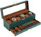 ProCase Uhrenbox mit 6 Fächern，Uhrenkasten mit Glasdeckel, 2 Ebenen, Uhrenkoffer mit herausnehmbaren Uhrenkissen, Uhrenschatulle für Schmuck, Ringe, Armbänder und Halsketten -Grün