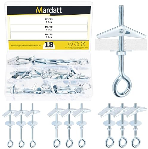 Mardatt 30 st växlande ankare sortimentsats, M4 M6 vippbult och ögonbult och takkrokar, fjärilsankare vippbultar för gips (M4/M5/M6)