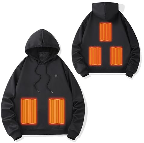 Heated Hoodie for Men Women UK Sale Clearance, Heated Sweatshirt with 5 Heated Zones USB Electric Heated Outerwear Unisex Winter Hooded Jumper Cosy Tops Pullover Clothing for Hunting, Skiing