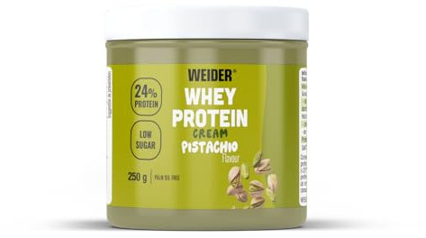 Weider Whey Protein Cream (250g) Sabor Pistacho, Crema de untar con 24% de Proteínas, con Proteína de Suero de Leche, Sin Azúcar Añadido, Sin Aceite de Palma