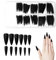 100 Stück Schwarze Stiletto-Aufdrücknägel, Langer Stiletto Falsche Nägel Matte Press on Nails Künstliche Nägel Vollständige Abdeckung Künstliche Fingernägel für Frauen Mädchen DIY-Maniküre, 10 Größen